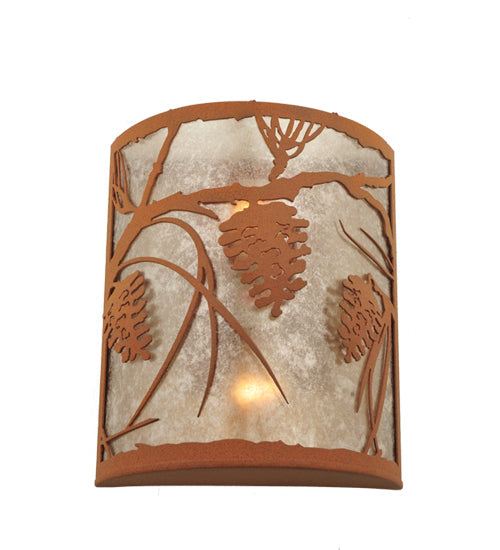 Meyda Lighting Whispering Pines 10" 2-Light Earth Wall Sconce With Silver Mica Shade Glass