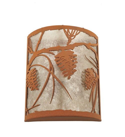 Meyda Lighting Whispering Pines 10" 2-Light Earth Wall Sconce With Silver Mica Shade Glass