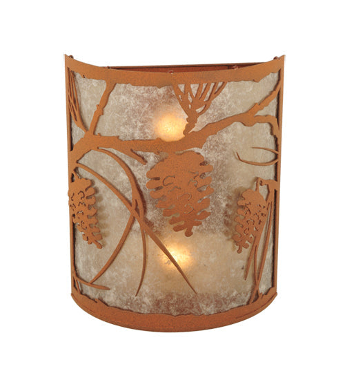 Meyda Lighting Whispering Pines 10" 2-Light Earth Wall Sconce With Silver Mica Shade Glass