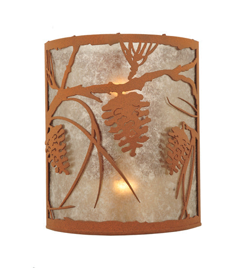 Meyda Lighting Whispering Pines 10" 2-Light Earth Wall Sconce With Silver Mica Shade Glass