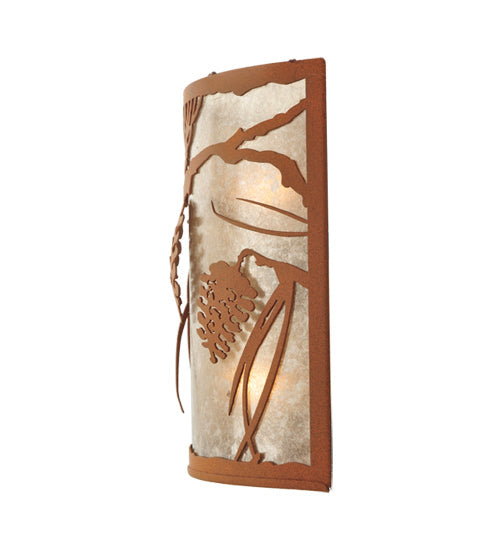 Meyda Lighting Whispering Pines 10" 2-Light Earth Wall Sconce With Silver Mica Shade Glass