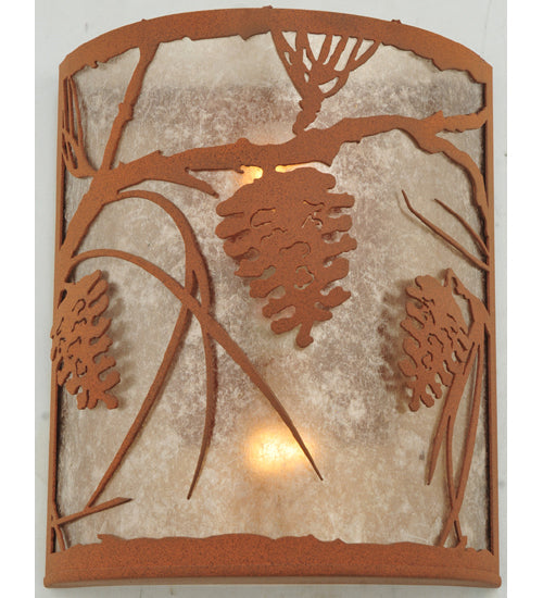 Meyda Lighting Whispering Pines 10" 2-Light Earth Wall Sconce With Silver Mica Shade Glass