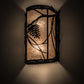 Meyda Lighting Whispering Pines 10" 2-Light Flat Black Wall Sconce With Silver Mica Shade Glass