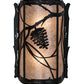 Meyda Lighting Whispering Pines 10" 2-Light Flat Black Wall Sconce With Silver Mica Shade Glass
