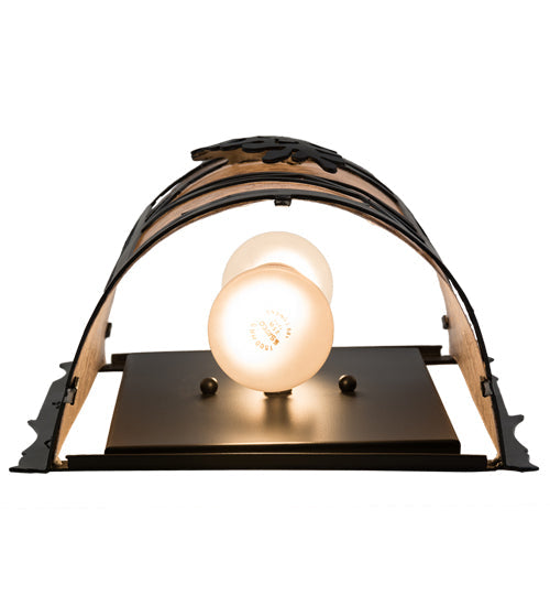Meyda Lighting Whispering Pines 10" 2-Light Flat Black Wall Sconce With Silver Mica Shade Glass