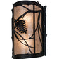 Meyda Lighting Whispering Pines 10" 2-Light Flat Black Wall Sconce With Silver Mica Shade Glass