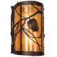 Meyda Lighting Whispering Pines 10" 2-Light Mahogany Bronze Left Wall Sconce With Amber Mica Shade Glass