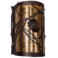Meyda Lighting Whispering Pines 10" 2-Light Mahogany Bronze Left Wall Sconce With Amber Mica Shade Glass