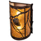 Meyda Lighting Whispering Pines 10" 2-Light Mahogany Bronze Left Wall Sconce With Amber Mica Shade Glass