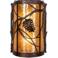 Meyda Lighting Whispering Pines 10" 2-Light Mahogany Bronze Left Wall Sconce With Amber Mica Shade Glass