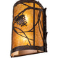 Meyda Lighting Whispering Pines 10" 2-Light Mahogany Bronze Left Wall Sconce With Amber Mica Shade Glass
