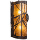Meyda Lighting Whispering Pines 10" 2-Light Mahogany Bronze Left Wall Sconce With Amber Mica Shade Glass