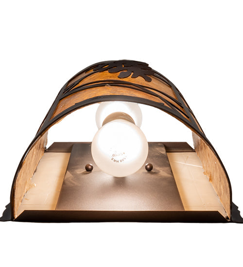 Meyda Lighting Whispering Pines 10" 2-Light Mahogany Bronze Left Wall Sconce With Amber Mica Shade Glass