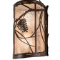 Meyda Lighting Whispering Pines 10" 2-Light Mahogany Bronze Wall Sconce With Silver Mica Shade Glass