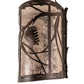 Meyda Lighting Whispering Pines 10" 2-Light Mahogany Bronze Wall Sconce With Silver Mica Shade Glass