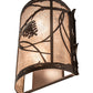 Meyda Lighting Whispering Pines 10" 2-Light Mahogany Bronze Wall Sconce With Silver Mica Shade Glass