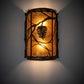 Meyda Lighting Whispering Pines 10" 2-Light Oil Rubbed Bronze Center Wall Sconce With Amber Mica Shade Glass