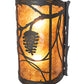 Meyda Lighting Whispering Pines 10" 2-Light Oil Rubbed Bronze Center Wall Sconce With Amber Mica Shade Glass