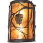 Meyda Lighting Whispering Pines 10" 2-Light Oil Rubbed Bronze Center Wall Sconce With Amber Mica Shade Glass