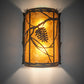 Meyda Lighting Whispering Pines 10" 2-Light Oil Rubbed Bronze Left Wall Sconce With Amber Mica Shade Glass