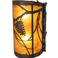 Meyda Lighting Whispering Pines 10" 2-Light Oil Rubbed Bronze Left Wall Sconce With Amber Mica Shade Glass