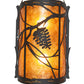 Meyda Lighting Whispering Pines 10" 2-Light Oil Rubbed Bronze Left Wall Sconce With Amber Mica Shade Glass