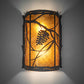 Meyda Lighting Whispering Pines 10" 2-Light Oil Rubbed Bronze Right Wall Sconce With Amber Mica Shade Glass