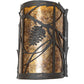 Meyda Lighting Whispering Pines 10" 2-Light Oil Rubbed Bronze Right Wall Sconce With Amber Mica Shade Glass