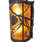 Meyda Lighting Whispering Pines 10" 2-Light Oil Rubbed Bronze Right Wall Sconce With Amber Mica Shade Glass