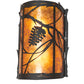 Meyda Lighting Whispering Pines 10" 2-Light Oil Rubbed Bronze Right Wall Sconce With Amber Mica Shade Glass