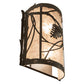 Meyda Lighting Whispering Pines 10" 2-Light Oil Rubbed Bronze Right Wall Sconce With Silver Mica Shade Glass