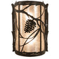 Meyda Lighting Whispering Pines 10" 2-Light Oil Rubbed Bronze Right Wall Sconce With Silver Mica Shade Glass