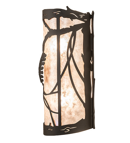 Meyda Lighting Whispering Pines 10" 2-Light Oil Rubbed Bronze Wall Sconce With Silver Mica Shade Glass