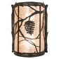 Meyda Lighting Whispering Pines 10" 2-Light Oil Rubbed Bronze Wall Sconce With Silver Mica Shade Glass