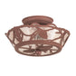 Meyda Lighting Whispering Pines 10" 2-Light Rust Flush Mount Light With Silver Mica Shade Glass