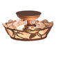 Meyda Lighting Whispering Pines 10" 2-Light Rust Flush Mount Light With Silver Mica Shade Glass