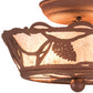 Meyda Lighting Whispering Pines 10" 2-Light Rust Flush Mount Light With Silver Mica Shade Glass