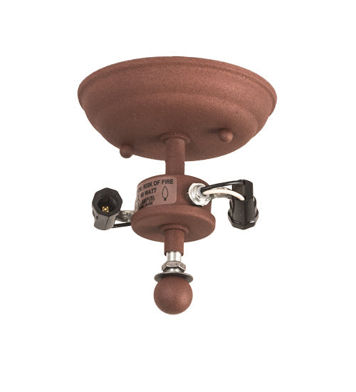 Meyda Lighting Whispering Pines 10" 2-Light Rust Flush Mount Light With Silver Mica Shade Glass