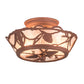 Meyda Lighting Whispering Pines 10" 2-Light Rust Flush Mount Light With Silver Mica Shade Glass