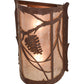 Meyda Lighting Whispering Pines 10" 2-Light Rust Wall Sconce With Silver Mica Shade Glass