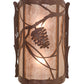 Meyda Lighting Whispering Pines 10" 2-Light Rust Wall Sconce With Silver Mica Shade Glass