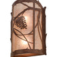 Meyda Lighting Whispering Pines 10" 2-Light Rust Wall Sconce With Silver Mica Shade Glass