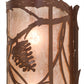 Meyda Lighting Whispering Pines 10" 2-Light Rust Wall Sconce With Silver Mica Shade Glass