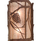 Meyda Lighting Whispering Pines 10" 2-Light Rust Wall Sconce With Silver Mica Shade Glass