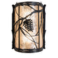 Meyda Lighting Whispering Pines 10" 2-Light Solar Black Wall Sconce With Silver Mica Shade Glass