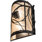 Meyda Lighting Whispering Pines 10" 2-Light Solar Black Wall Sconce With Silver Mica Shade Glass