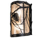 Meyda Lighting Whispering Pines 10" 2-Light Solar Black Wall Sconce With Silver Mica Shade Glass