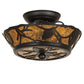 Meyda Lighting Whispering Pines 10" 2-Light Textured Black Flush Mount Light With Amber Mica Shade Glass