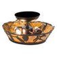 Meyda Lighting Whispering Pines 10" 2-Light Textured Black Flush Mount Light With Amber Mica Shade Glass