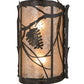 Meyda Lighting Whispering Pines 10" 2-Light Timeless Bronze Wall Sconce With Silver Mica Shade Glass